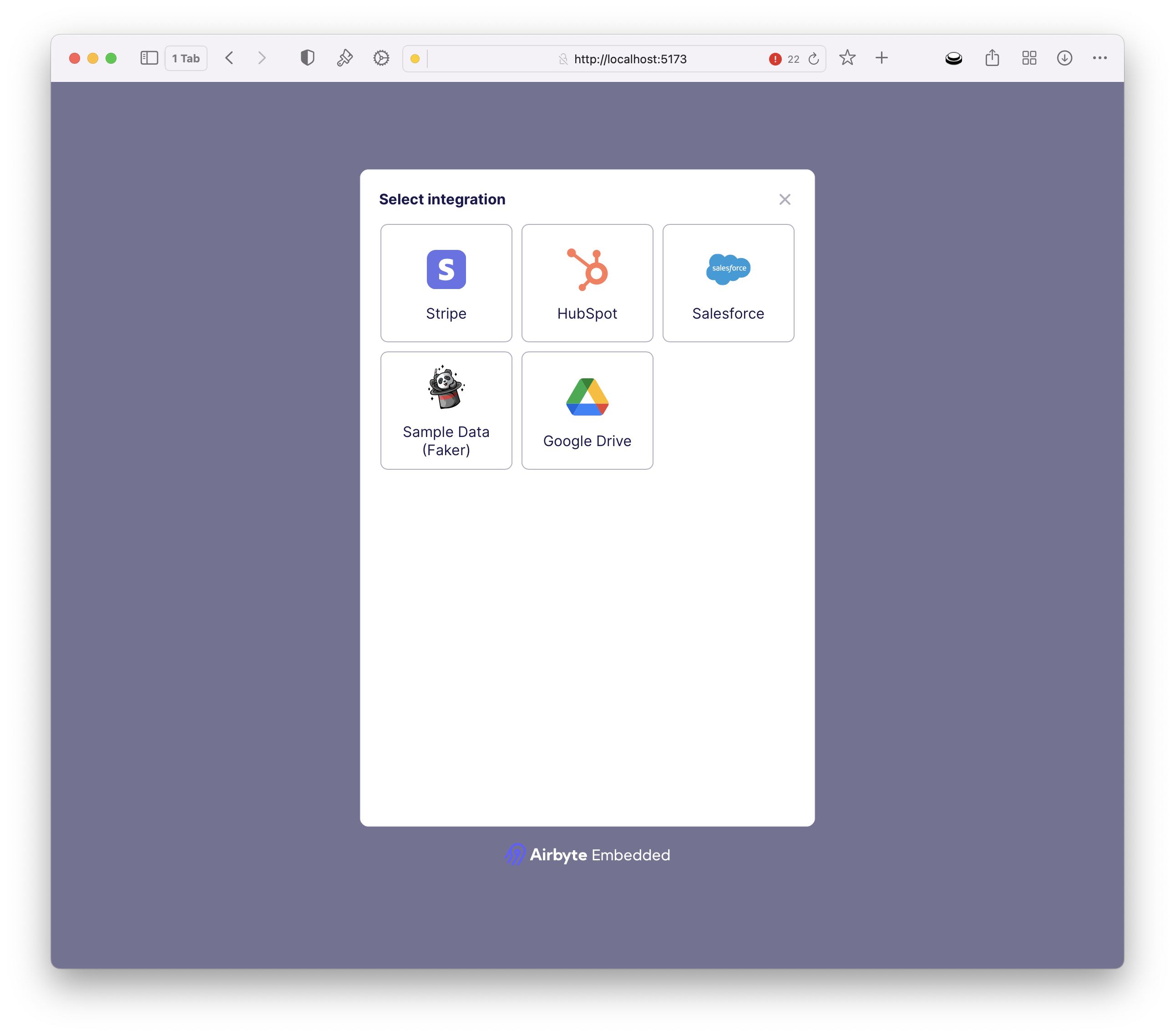 Embedded Sample Web app widget.